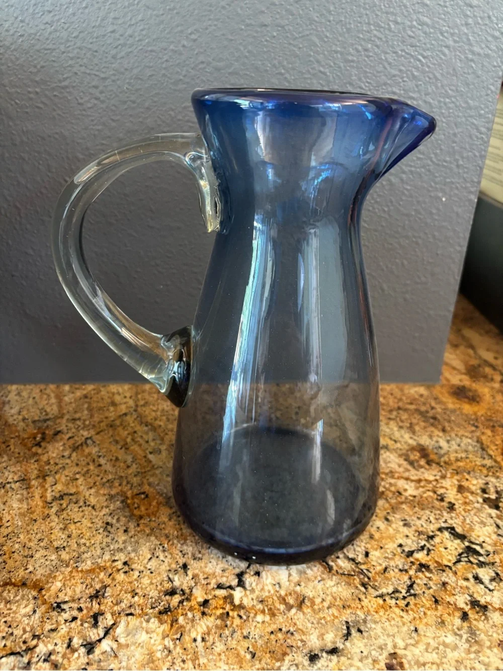 Pottery Barn Handcrafted Recycled Glass Drink Pitcher Blue NWOT
